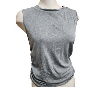 Cider Heather Grey Ruched Side Sleeveless Crop Top Crew Neck Size 1XL NWT